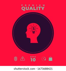 Man silhouette - Light bulb with dollar symbol business concept icon. Graphic elements for your design