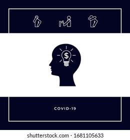 Man silhouette - Light bulb with dollar symbol business concept icon. Graphic elements for your design