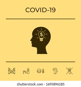 Man silhouette - Light bulb with dollar symbol business concept icon. Graphic elements for your design