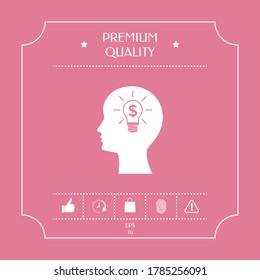 Man silhouette - Light bulb with dollar symbol business concept icon. Graphic elements for your design