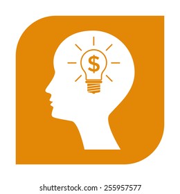 Man silhouette - Light bulb with dollar symbol business concept. Icon.