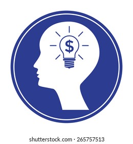 Man silhouette - Light bulb with dollar symbol business concept. Icon.
