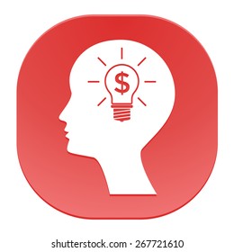 Man silhouette - Light bulb with dollar symbol business concept. Icon.