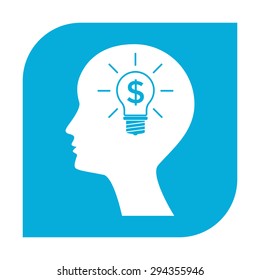 Man silhouette - Light bulb with dollar symbol business concept. Icon.