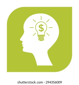 Man silhouette - Light bulb with dollar symbol business concept. Icon.