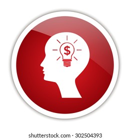 Man silhouette - Light bulb with dollar symbol business concept. Icon.