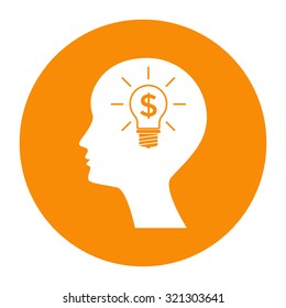 Man silhouette - Light bulb with dollar symbol business concept. Icon.
