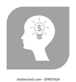 Man silhouette - Light bulb with dollar symbol business concept. Icon.