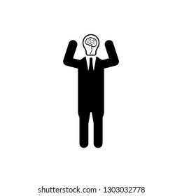 Man silhouette with Light bulb - new ideas icon. Graphic elements for your design, Engineering idea icon on white background for graphic and web design,  Human Head With Brain icon. Modern flat design