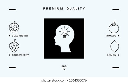 Man silhouette with Light bulb - new ideas icon. Graphic elements for your design