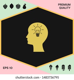 Man silhouette with Light bulb - new ideas icon. Graphic elements for your design