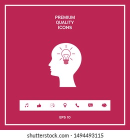 Man silhouette with Light bulb - new ideas icon. Graphic elements for your design