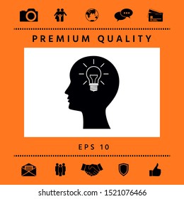 Man silhouette with Light bulb - new ideas icon. Graphic elements for your design