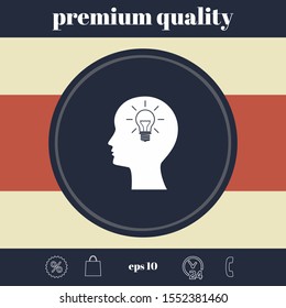 Man silhouette with Light bulb - new ideas icon. Graphic elements for your design