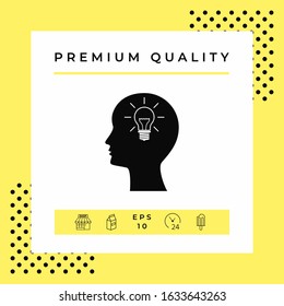Man silhouette with Light bulb - new ideas icon. Graphic elements for your design