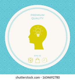 Man silhouette with Light bulb - new ideas icon. Graphic elements for your design