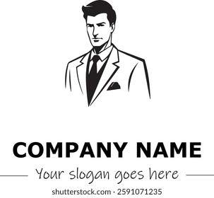 a man silhouette logo design black and white