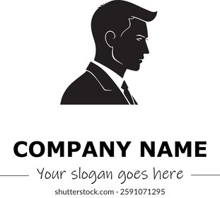 a man silhouette logo design black and white