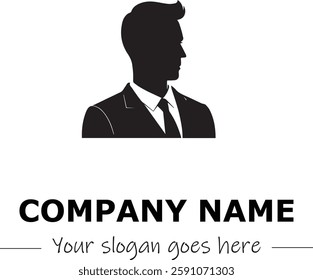 a man silhouette logo design black and white