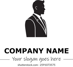 a man silhouette logo design black and white