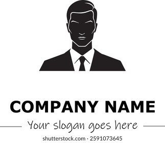a man silhouette logo design black and white