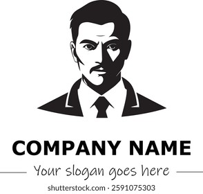 a man silhouette logo design black and white