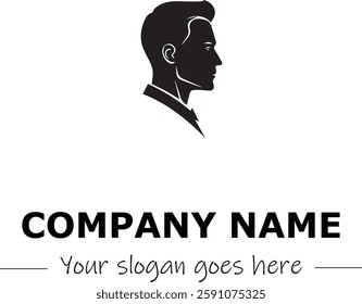 a man silhouette logo design black and white