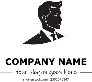 a man silhouette logo design black and white