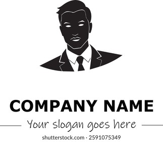 a man silhouette logo design black and white