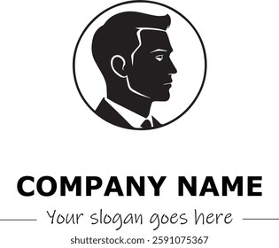 a man silhouette logo design black and white