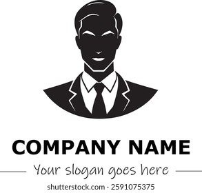 a man silhouette logo design black and white