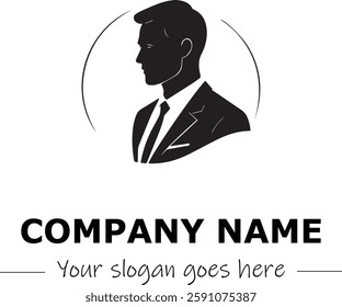 a man silhouette logo design black and white