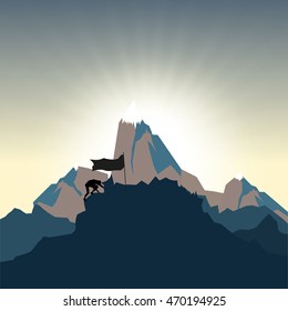 Man Silhouette on mountain top