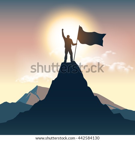 Man silhouette on mountain top