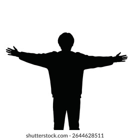 Man silhouette open arms welcoming embrace.