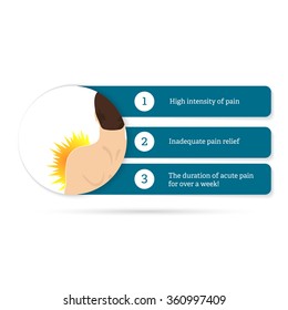 Man silhouette, pain point. Infographic description of pain