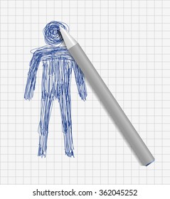 Man silhouette and pen