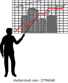 man silhouette point to diagram