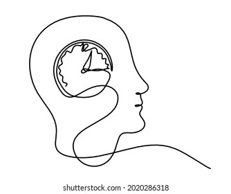 Man Silhouette Profile Clock Line Drawing Stock Vector (Royalty Free ...