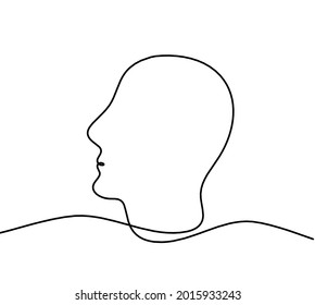 Perfil de silueta de hombre como dibujo de línea sobre fondo blanco. Vector