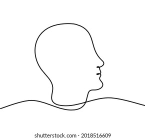 Perfil de silueta de hombre como dibujo de línea sobre fondo blanco. Vector