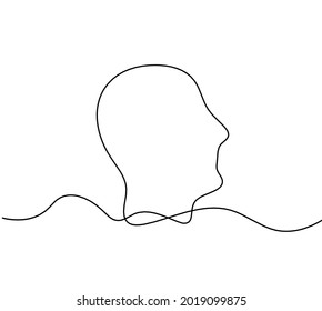 Man silhouette profile as line drawing on white background. Vector