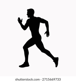 Man silhouette running forward with dynamic movement