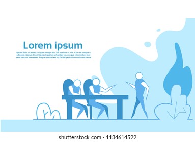 man silhouette seminar speaker doing presentation and professional training study concept copy space horizontal vector illustration