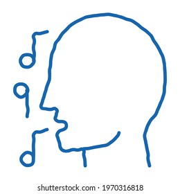 Man Silhouette Singing Song Recital Concert sketch icon vector. Hand drawn blue doodle line art isolated symbol illustration