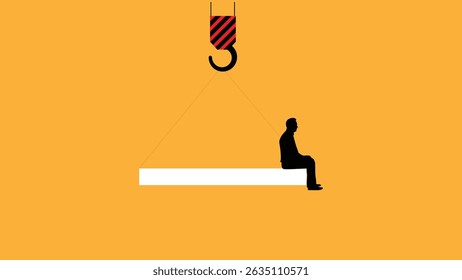Man Silhouette Sitting at the Construction Site During Work. Business people concepts and topics vector art