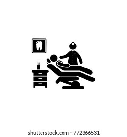 Man Silhouette Sitting In Dentist Chair Illustration Icon. Medicine Icon. Element Patient Silhouette Icon. Premium Quality Graphic Design. Collection Icon For Websites, Web Design White Background