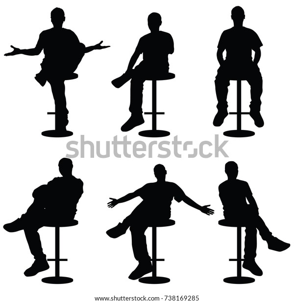 Man Silhouette Sitting On Bar Stools Stock Vector (royalty Free 