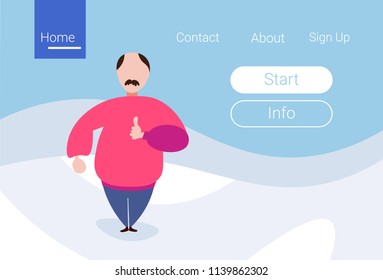 man silhouette standing pose thumb up background male cartoon character full length horizontal flat vector illustration
