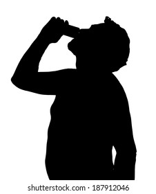 Man Silhouette Stubby European Drinking from a Can 